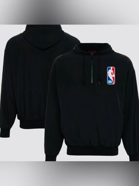 SPORTIQUE, NBA Black Half-Zip Hoodie with Red, White & Blue Logo, Size XL